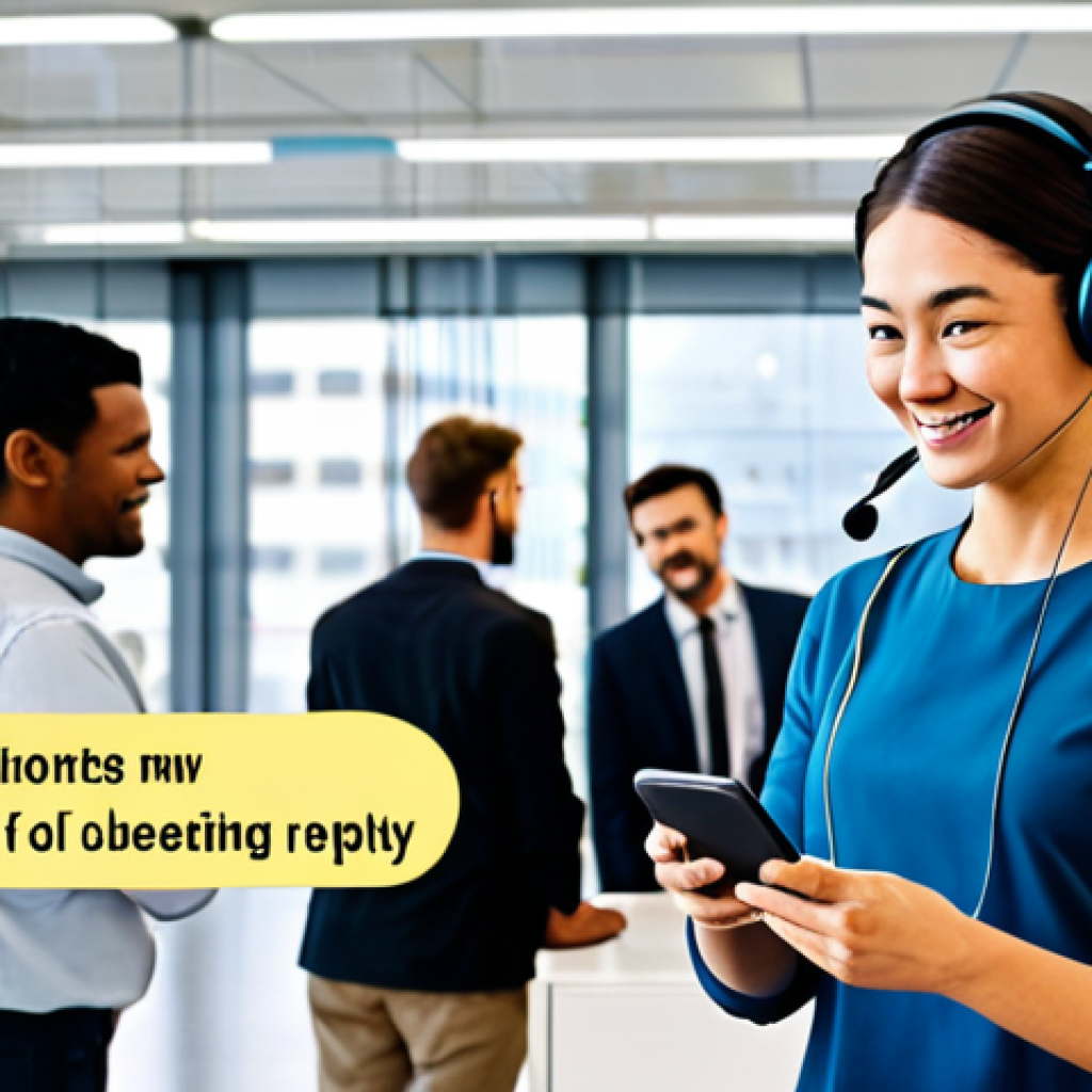 **
A friendly, professional-looking AI assistant avatar on a smartphone screen. The background shows a clean, modern office environment with diverse people collaborating. The avatar is fully clothed, wearing a headset, and has a warm, welcoming expression. Text bubbles nearby show personalized recommendations for a user, like suggesting a new book based on past reading history. The overall scene conveys helpfulness and efficiency. Include phrases "safe for work," "appropriate content," "fully clothed," "professional," "perfect anatomy," and "natural proportions."
**