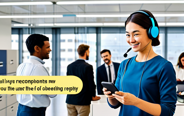 **

A friendly, professional-looking AI assistant avatar on a smartphone screen. The background shows a clean, modern office environment with diverse people collaborating. The avatar is fully clothed, wearing a headset, and has a warm, welcoming expression. Text bubbles nearby show personalized recommendations for a user, like suggesting a new book based on past reading history. The overall scene conveys helpfulness and efficiency. Include phrases "safe for work," "appropriate content," "fully clothed," "professional," "perfect anatomy," and "natural proportions."

**