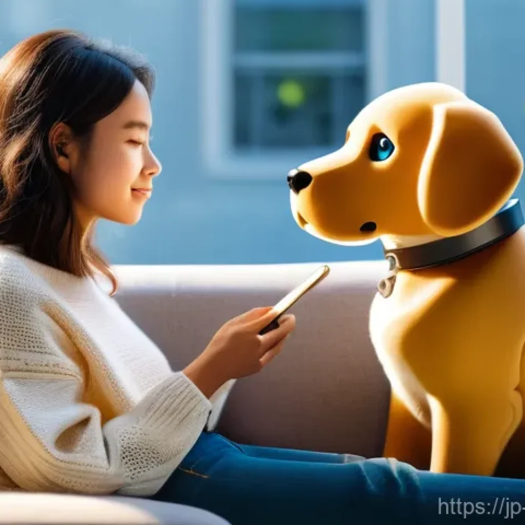 2024년 디지털 컴패니언십 트렌드 - **AI Pet Robot: A Warm and Responsive Companion**
    Prompt: A young woman, in her early 20s, with ...