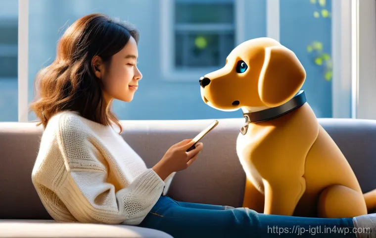 2024년 디지털 컴패니언십 트렌드 - **AI Pet Robot: A Warm and Responsive Companion**
    Prompt: A young woman, in her early 20s, with ...