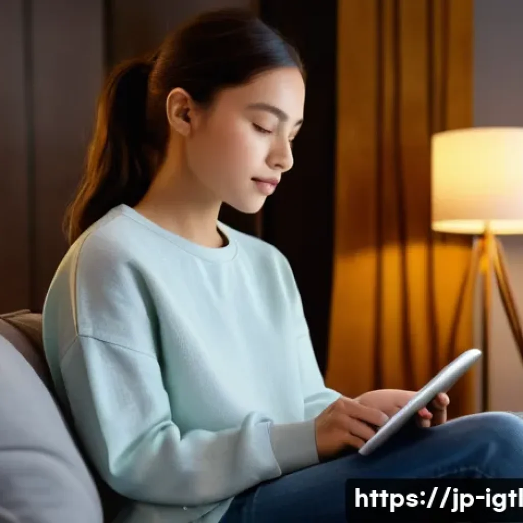 디지털 컴패니언십과 개인정보 보호 - **Prompt:** A young adult (gender-neutral, wearing casual, comfortable clothing like a long-sleeved ...