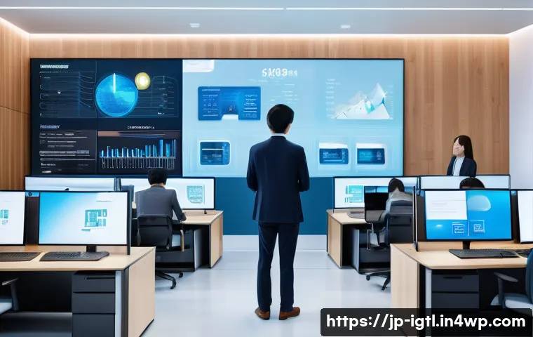 디지털 컴패니언십을 통한 차별화 전략 - A modern digital customer service center scene in Japan, featuring diverse Japanese office workers u...