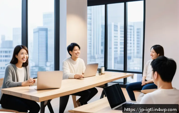 디지털 컴패니언십 관련 커뮤니티와 포럼 - A modern, cozy virtual meeting room with diverse Japanese young adults engaging in a lively video ca...